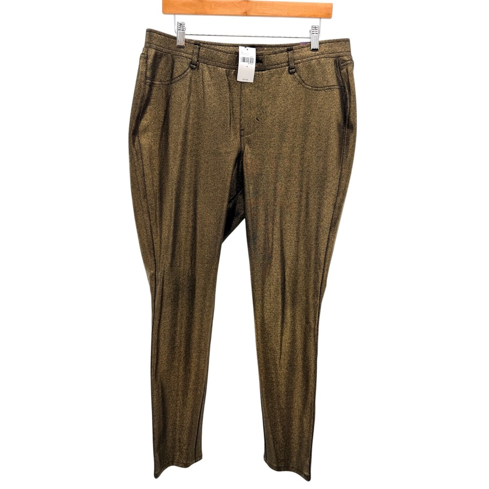 Lane Bryant Womens 18 Metallic Bronze Gold Skinny Pants High Rise Stretch New
